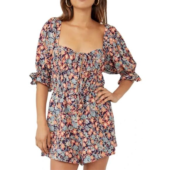 Free People Show Me Love Linen Blend Romper Size Small - Picture 1 of 8